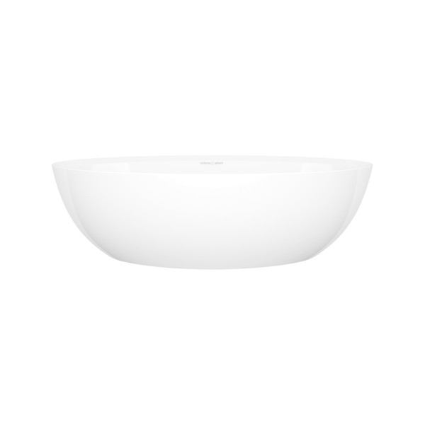 Corvara&trade; Oval 21-5/8 Inch Vessel Lavatory Sink  in Volcanic Limestone&trade; with Internal Overflow - Gloss White | Model Number: VB-COR-55-IO - Product Knockout