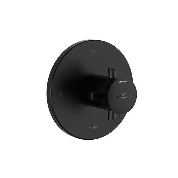 Edge 1/2 Inch Thermostatic and Pressure Balance Trim with up to 3 Functions  - Black with Cross Handles | Model Number: TEDTM23+BK - Product Knockout