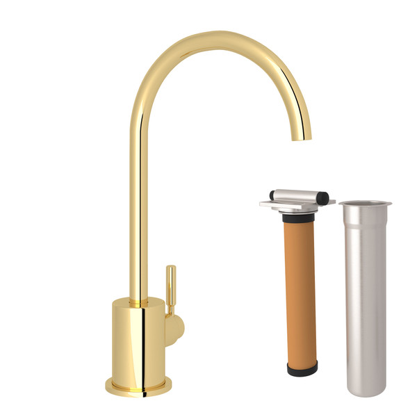 Lux C-Spout Filter Faucet - Unlacquered Brass with Metal Lever Handle | Model Number: RKIT7517ULB - Product Knockout