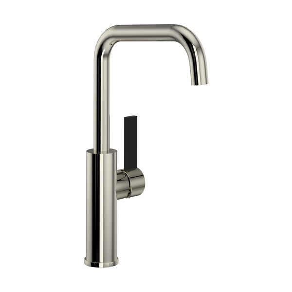 Tuario Bar and Food Prep Faucet - U Spout - Polished Nickel with Matte Black Accents with Lever Handle | Model Number: TR61D1LBPN - Product Knockout