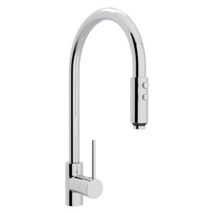 Pirellone Side Lever Pulldown High Spout Kitchen Faucet - Polished Chrome with Metal Lever Handle | Model Number: LS57L-APC-2 - Product Knockout