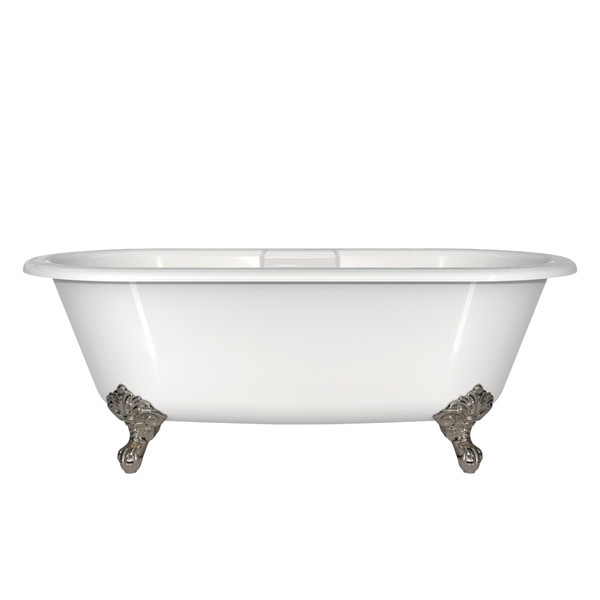 Cheshire 68-5/8 Inch X 31-3/8 Inch Freestanding Soaking Bathtub in Volcanic Limestone&trade; with Overflow Hole - Gloss White | Model Number: CHE-N-SW-OF+FT-CHE-PN - Product Knockout