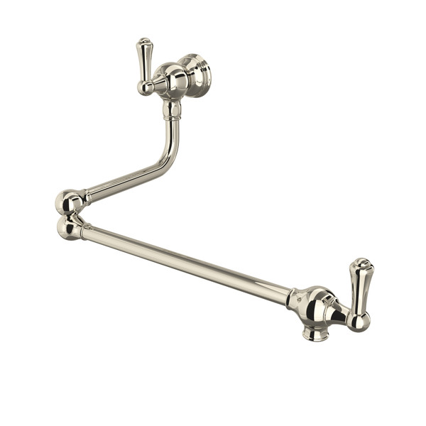 Wall Mount Swing Arm Pot Filler - Polished Nickel with Metal Lever Handle | Model Number: U.4799LS-PN-2 - Product Knockout