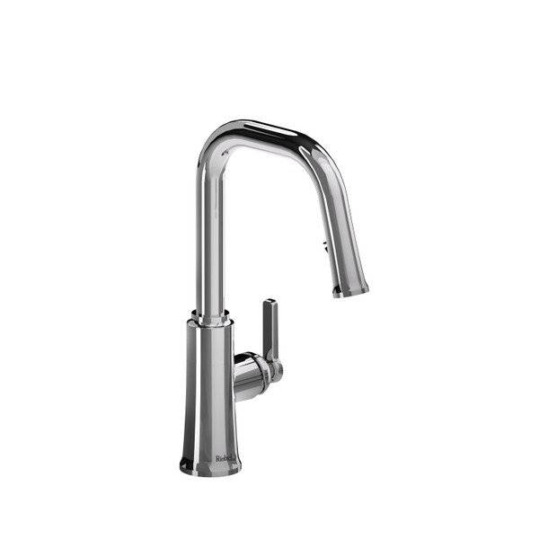 Trattoria Pulldown Kitchen Faucet With U-Spout  - Chrome | Model Number: TTSQ101C - Product Knockout