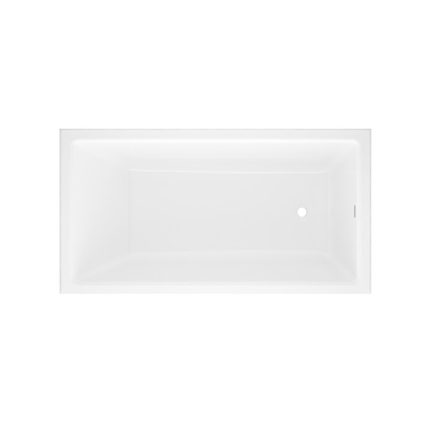Kaldera 60 Inch X 32 Inch Undermount Or Drop-In Bathtub in Volcanic Limestone&trade; with Internal Overflow - Gloss White | Model Number: KAL2-N-RH-SW-IO - Product Knockout