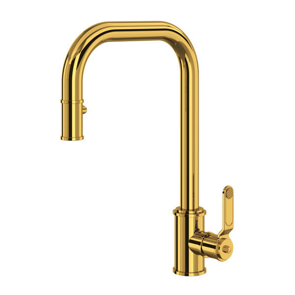Armstrong Pull-Down Kitchen Faucet with U-Spout - Unlacquered Brass | Model Number: U.4546HT-ULB-2 - Product Knockout