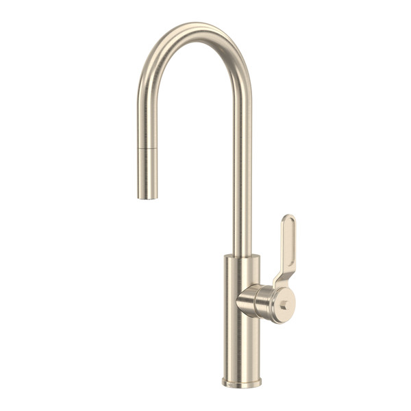 Myrina Pull-Down Bar and Food Prep Kitchen Faucet with C-Spout - Satin Nickel | Model Number: MY65D1LMSTN - Product Knockout