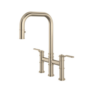 Armstrong Pull-Down Bridge Kitchen Faucet with U-Spout - Satin Nickel | Model Number: U.4551HT-STN-2 - Product Knockout