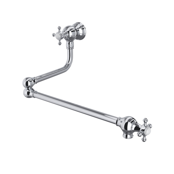 Wall Mount Swing Arm Pot Filler - Polished Chrome with Cross Handle | Model Number: U.4798X-APC-2 - Product Knockout