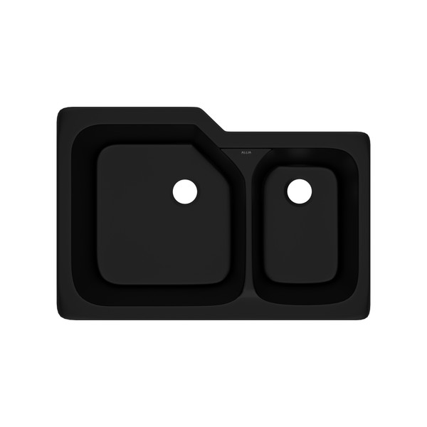 Allia 33" Fireclay 2 Bowl Undermount Kitchen Sink - Matte Black | Model Number: 6337-63