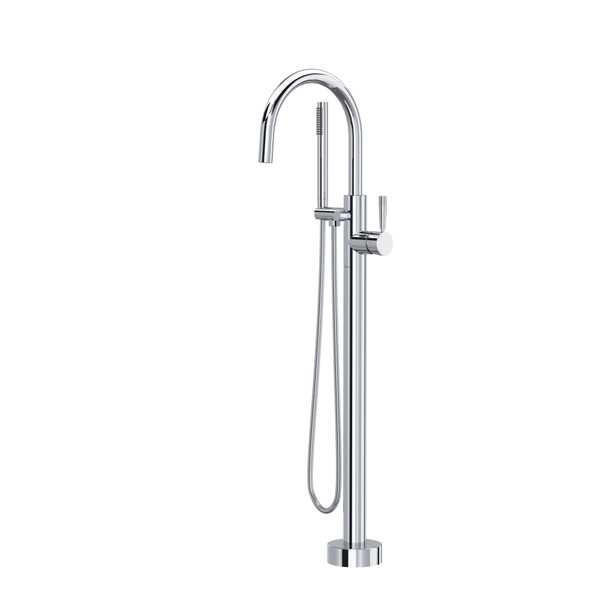 Knurled Single Hole Floor Mount Tub Filler Trim - Polished Chrome | Model Number: TMB06HF1LMAPC - Product Knockout
