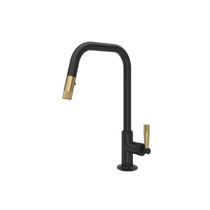 Graceline Pull-Down Kitchen Faucet with U-Spout - Matte Black with Antique Gold Accent | Model Number: MB7956LMMBA