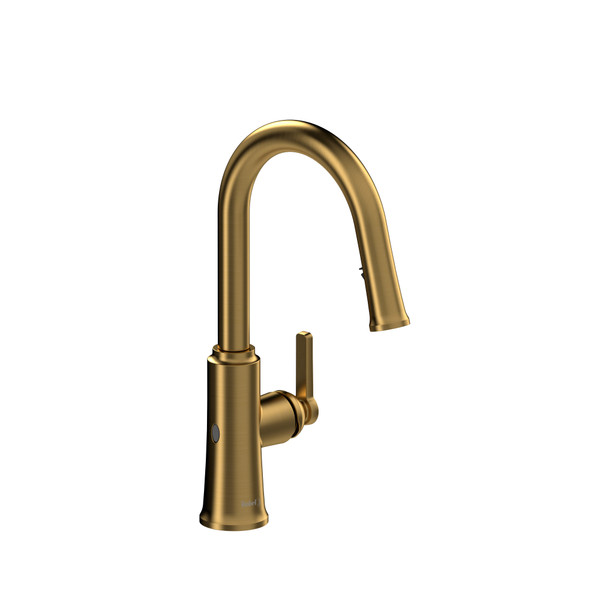 Trattoria Pull-Down Touchless Kitchen Faucet with C-Spout - Brushed Gold | Model Number: TTRD111BG - Product Knockout