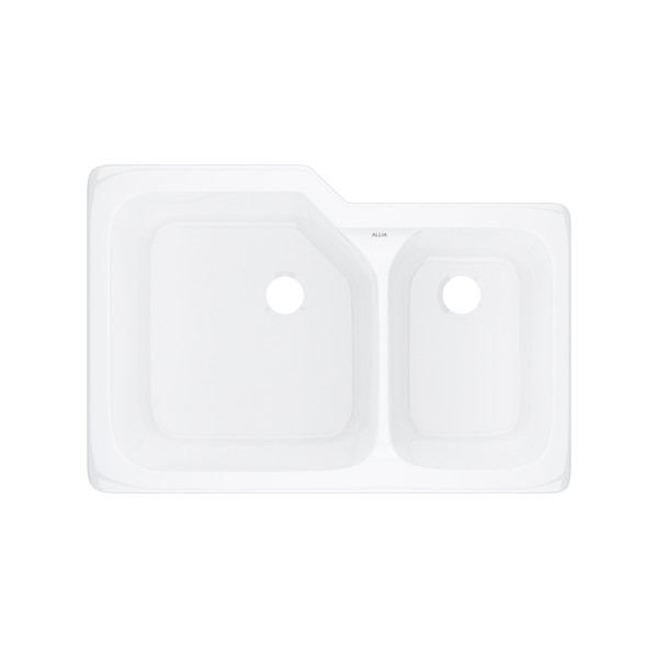 Allia 33" Fireclay 2 Bowl Undermount Kitchen Sink - White | Model Number: 6337-00