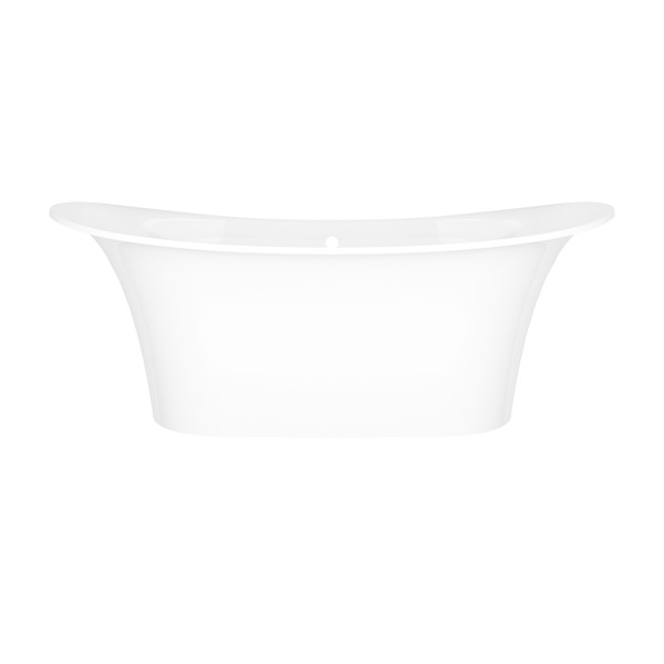 Toulouse 71-1/8 Inch X 31-1/2 Inch Freestanding Soaking Bathtub in Volcanic Limestone&trade; with Overflow Hole - Gloss White | Model Number: TOU-N-SW-OF - Product Knockout
