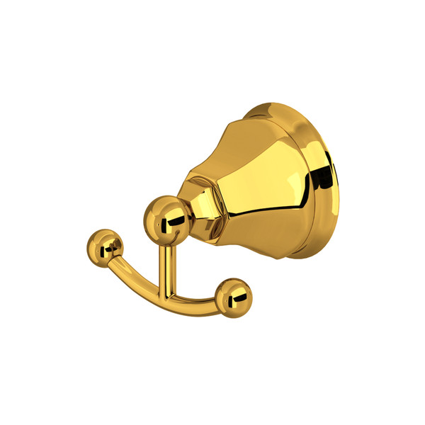 Palladian Wall Mount Double Robe Hook - Unlacquered Brass | Model Number: A6881ULB | DISCONTINUED - Effective February 1, 2025 or until inventory depletion