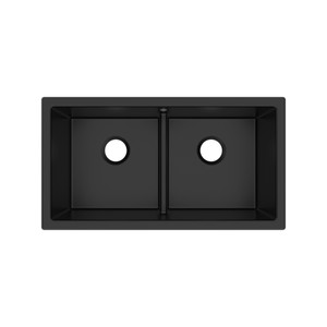 33 Inch Shaker Double Bowl Undermount Fireclay Kitchen Sink - Matte Black | Model Number: MSUM3318LDMB - Product Knockout