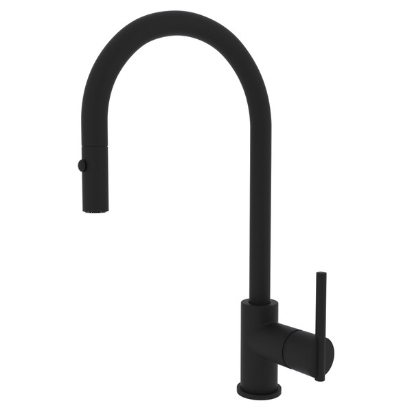 Pirellone Pulldown Side Lever Kitchen Faucet - Matte Black with Metal Lever Handle | Model Number: CY57L-MB-2 - Product Knockout