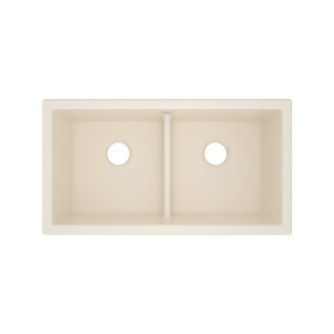 DISCONTINUED-33" Shaker Double Bowl Undermount Fireclay Kitchen Sink - Parchment | Model Number: MSUM3318LDPCT