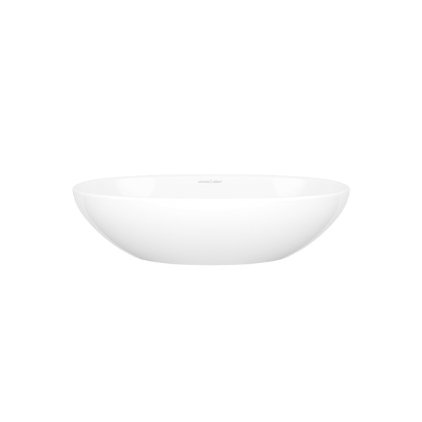 Barcelona 48 Oval 18-7/8 Inch Vessel Lavatory Sink in Volcanic Limestone&trade; without Internal Overflow - Gloss White | Model Number: VB-BAR-48-NO - Product Knockout