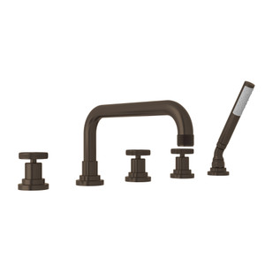 Campo 5-Hole Deck Mount Tub Filler - Tuscan Brass with Industrial Metal Wheel Handle | Model Number: A3314IWTCB - Product Knockout