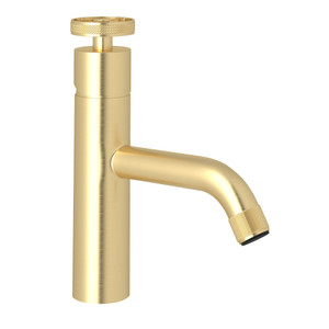 DISCONTINUED-Campo Single Hole Single Industrial Metal Wheel Handle Bathroom Faucet - Satin Unlacquered Brass with Industrial Metal Wheel Handle | Model Number: A3702IWSUB-2