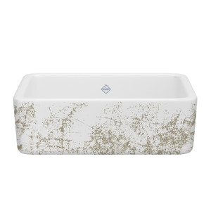 30 Inch Lancaster Single Bowl Farmhouse Apron Front Fireclay Kitchen Sink With Metallic Design - White With Design | Model Number: RC3018WHMTGO - Product Knockout