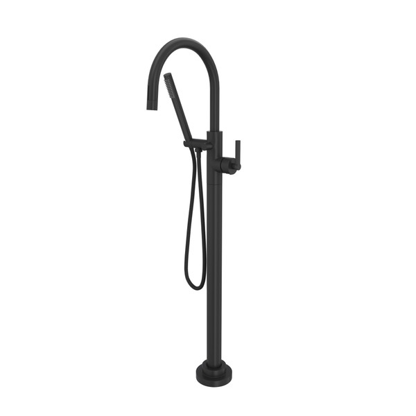 Lombardia Single Hole Floor Mount Tub Filler Trim - Matte Black | Model Number: TLB06HF1LMMB - Product Knockout