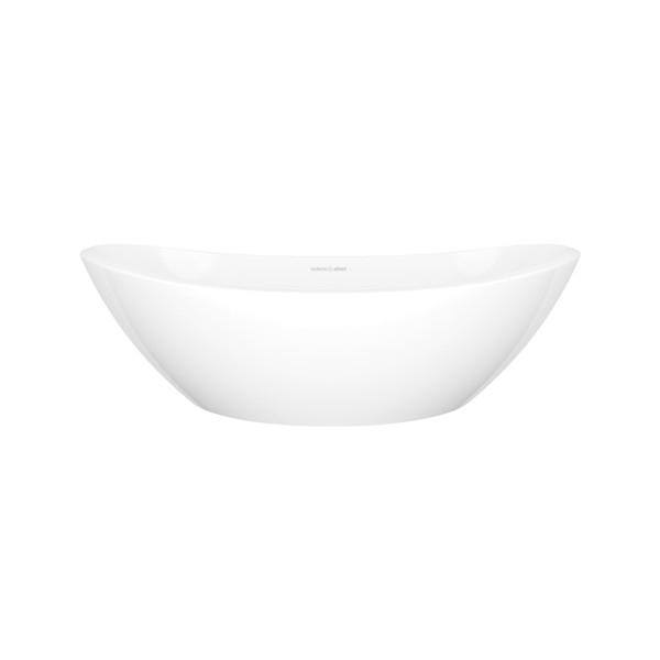 Amalfi 55 Oval 21-5/8 Inch Vessel Lavatory Sink in Volcanic Limestone&trade; without Internal Overflow - Gloss White | Model Number: VB-AML-55-NO - Product Knockout