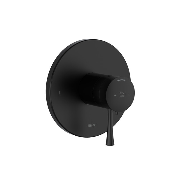 Edge 1/2 Inch Thermostatic and Pressure Balance Trim with up to 3 Functions  - Black with Lever Handles | Model Number: TEDTM44BK - Product Knockout