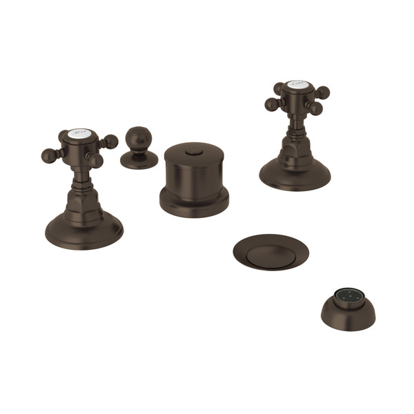 Five Hole Bidet Faucet - Tuscan Brass with Cross Handle | Model Number: A1460XMTCB - Product Knockout