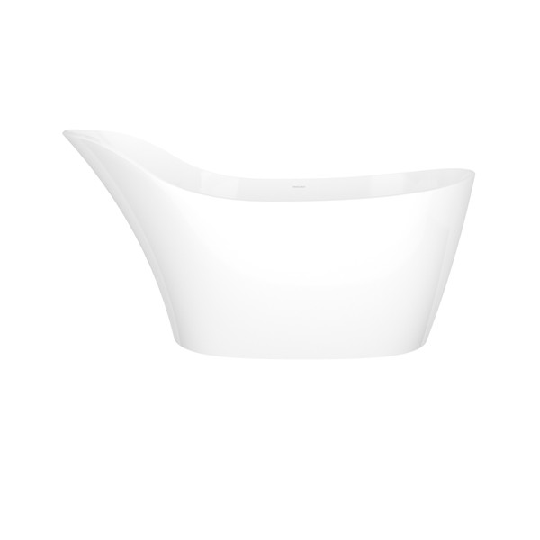 Amalfi 64-1/4 Inch x 31-1/4 Inch Freestanding Soaking Bathtub in Volcanic Limestone&trade; with Overflow Hole - Gloss White | Model Number: AML-N-SW-OF - Product Knockout