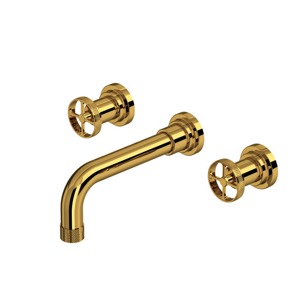 Campo Wall Mount Widespread Bathroom Faucet - Unlacquered Brass | Model Number: A3307IWULBTO-2