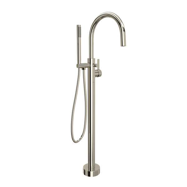 Tenerife Single Hole Floor Mount Tub Filler Trim - Polished Nickel | Model Number: TTE06F1LMPN - Product Knockout