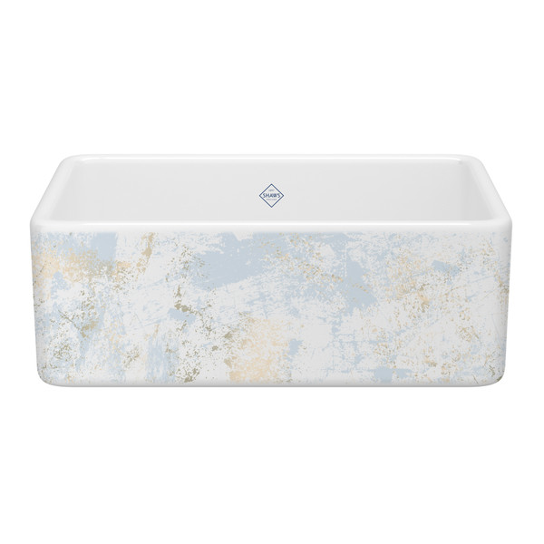 30 Inch Shaker Single Bowl Farmhouse Apron Front Fireclay Kitchen Sink With Patina Design - White With Design | Model Number: MS3018WHPTBG - Product Knockout