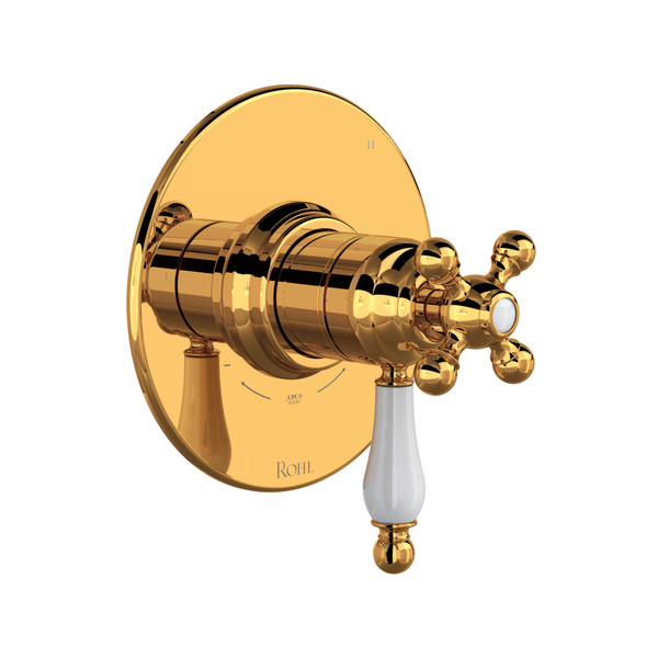Arcana 1/2 Inch Thermostatic & Pressure Balance Trim with 3 Functions (No Share) with Lever Handle - Italian Brass | Model Number: TAC47W1OPIB - Product Knockout