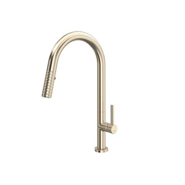 Tenerife Pull-Down Kitchen Faucet with C-Spout - Satin Nickel | Model Number: TE55D1LMSTN - Product Knockout