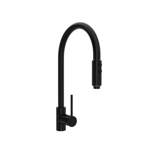 Pirellone Side Lever Pulldown High Spout Kitchen Faucet - Matte Black with Metal Lever Handle | Model Number: LS57L-MB-2 - Product Knockout