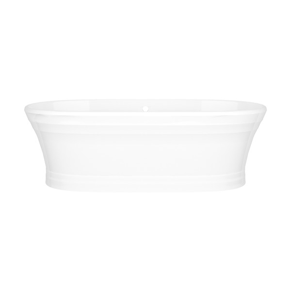 Worcester 70-3/4 Inch X 30-3/4 Inch Freestanding Soaking Bathtub in Volcanic Limestone&trade; with Overflow Hole - Gloss White | Model Number: WOR-N-SW-OF - Product Knockout