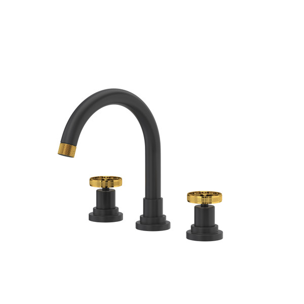 Campo Widespread Bathroom Faucet With C-Spout - Matte Black with Unlacquered Brass Accent | Model Number: CP08D3IWMBU
