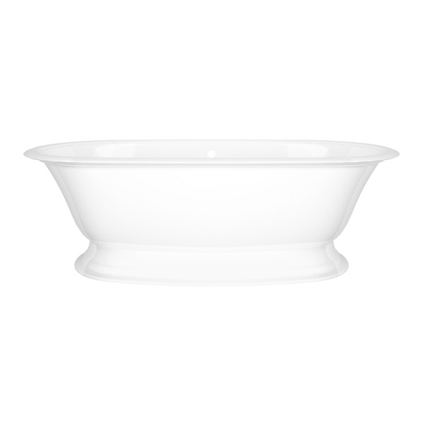 Elwick 74-7/8 Inch X 35-7/8 Inch Freestanding Soaking Pedestal Bathtub in Volcanic Limestone&trade; with Overflow Hole - Gloss White | Model Number: RAD-N-SW-OF+ELW-B-SW-OF - Product Knockout
