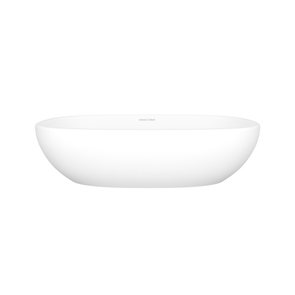 Barcelona 55 Oval 21-1/2 Inch Vessel Lavatory Sink in Volcanic Limestone&trade; with Internal Overflow - Matte White | Model Number: VB-BAR55M-SM-IO - Product Knockout