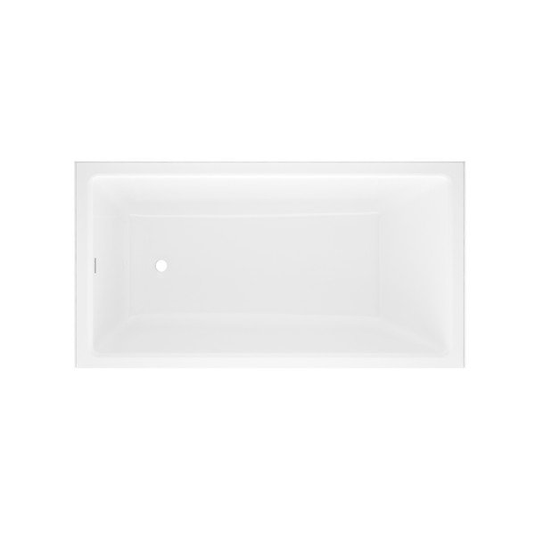 Kaldera 60 Inch X 32 Inch Undermount Or Drop-In Bathtub in Volcanic Limestone&trade; with Internal Overflow - Gloss White | Model Number: KAL2-N-LH-SW-IO - Product Knockout