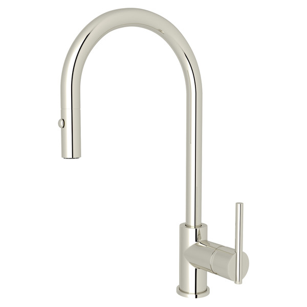 Pirellone Pulldown Side Lever Kitchen Faucet - Polished Nickel with Metal Lever Handle | Model Number: CY57L-PN-2 - Product Knockout