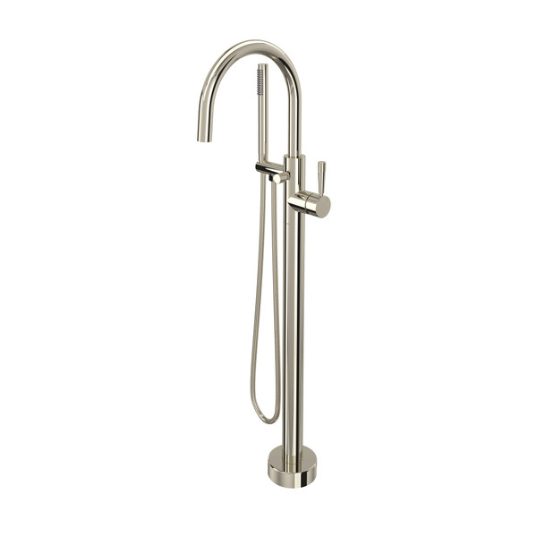 Knurled Single Hole Floor Mount Tub Filler Trim - Polished Nickel | Model Number: TMB06HF1LMPN - Product Knockout