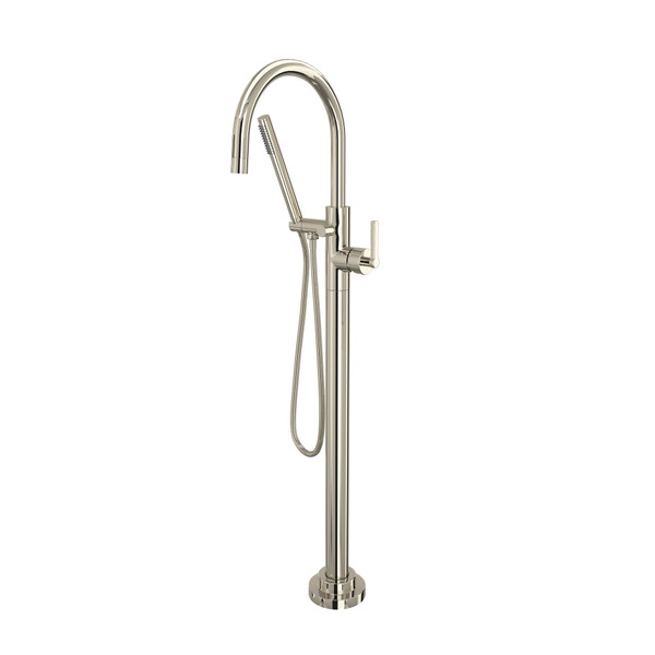 Lombardia Single Hole Floor Mount Tub Filler Trim - Polished Nickel | Model Number: TLB06HF1LMPN - Product Knockout