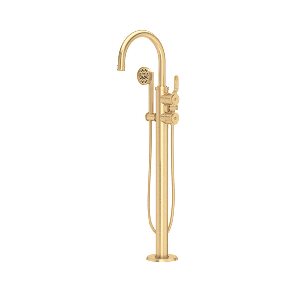 Armstrong Single Hole Floor Mount Tub Filler Trim With C-Spout - Satin English Gold | Model Number: U.TAR06F1HTSEG - Product Knockout