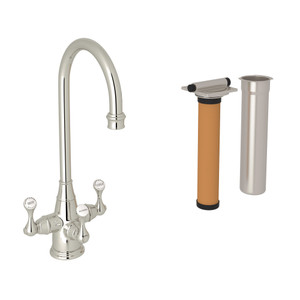 Georgian Era Filtration 3-Lever Bar and Food Prep Faucet - Polished Nickel with Metal Lever Handle | Model Number: U.KIT1220LS-PN-2 - Product Knockout
