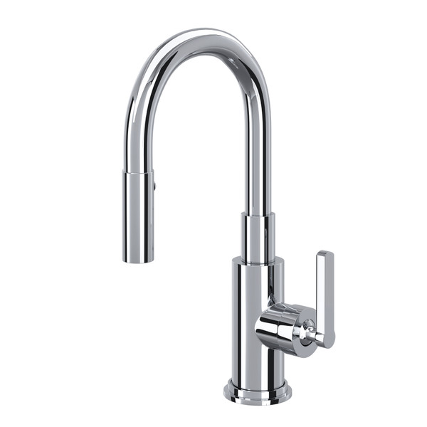 Lombardia Pulldown Bar and Food Prep Faucet - Polished Chrome with Metal Lever Handle | Model Number: A3430SLMAPC-2 - Product Knockout
