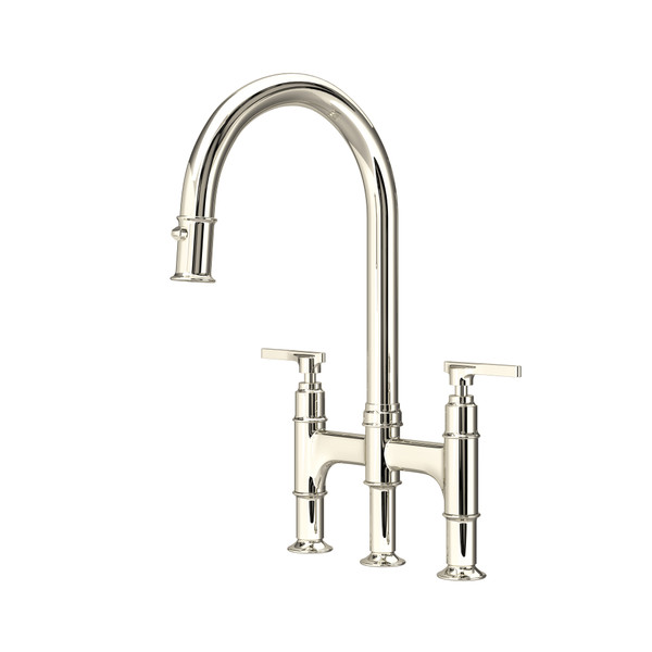 Southbank Pull-Down Bridge Kitchen Faucet - Polished Nickel | Model Number: U.SB58D3LMPN